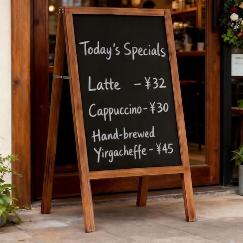 A-Frame Chalkboard Sign Large 40" x 20" Double-Sided Outdoor Foldable Blackboard Magnetic Wooden Sidewalk Signs Standing Board for Cafes & Events in Kuwait
