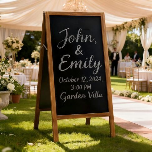 A-Frame Chalkboard Sign Large 40" x 20" Double-Sided Outdoor Foldable Blackboard Magnetic Wooden Sidewalk Signs Standing Board for Cafes & Events in Kuwait