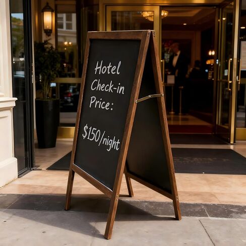 A-Frame Chalkboard Sign Large 40" x 20" Double-Sided Outdoor Foldable Blackboard Magnetic Wooden Sidewalk Signs Standing Board for Cafes & Events in Kuwait