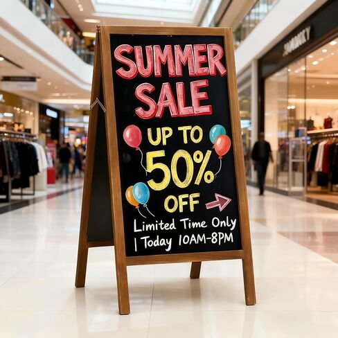 A-Frame Chalkboard Sign Large 40" x 20" Double-Sided Outdoor Foldable Blackboard Magnetic Wooden Sidewalk Signs Standing Board for Cafes & Events in Kuwait