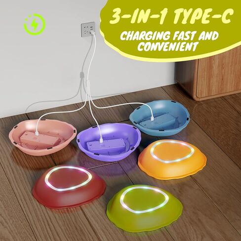 Rechargeable Stepping Stones for Kids, 6pcs Non-Slip Balance Sensory Toys for Toddler, Kids Music & Light Up Indoor and Outdoor Play Equipment, Birthday Gifts Toys for 2 3 4 5+ Year Old Kids in Kuwait
