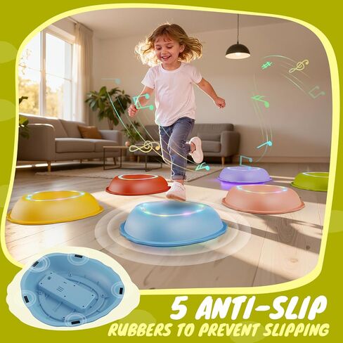 Rechargeable Stepping Stones for Kids, 6pcs Non-Slip Balance Sensory Toys for Toddler, Kids Music & Light Up Indoor and Outdoor Play Equipment, Birthday Gifts Toys for 2 3 4 5+ Year Old Kids in Kuwait