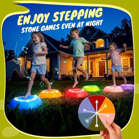 Rechargeable Stepping Stones for Kids, 6pcs Non-Slip Balance Sensory Toys for Toddler, Kids Music & Light Up Indoor and Outdoor Play Equipment, Birthday Gifts Toys for 2 3 4 5+ Year Old Kids in Kuwait