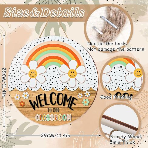JarThenaAMCS Boho Classroom ترحيب علامة العودة إلى المدرسة علامة باب المعلم مرحبًا بكم في إكليل شماعات باب الفصل الدراسي الخاص بنا لليوم الأول من لوحة إعلانات المدرسة ديكور جدار النافذة، 11.4 بوصة in Kuwait