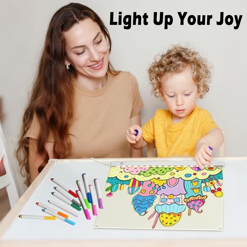 لوحة رسم LED مقاس 11.8 × 8.5 بوصة مع 12 علامة، التحكم بزر اللمس لضبط السطوع، لوحة المسح الجاف من الأكريليك المتوهج مع ضوء LED، ضوء ليلي قابل للكتابة، هدايا للأطفال/المكتب/المنزل/الخارج in Kuwait