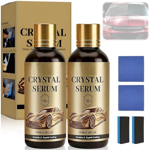 100ML PTZ Crystal Serum Advanced Graphene Ceramic Coating for Cars, 9H Hardness, 2PCS Set, Super Hydrophobic Anti-Scratch UV Protection for Vehicle Exterior in Kuwait
