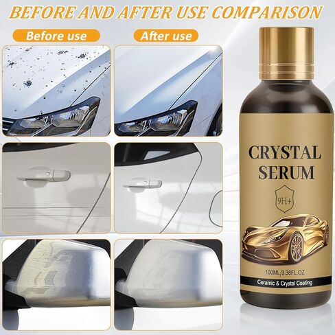 100ML PTZ Crystal Serum Advanced Graphene Ceramic Coating for Cars, 9H Hardness, 2PCS Set, Super Hydrophobic Anti-Scratch UV Protection for Vehicle Exterior in Kuwait