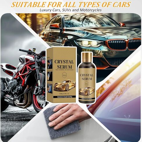 100ML PTZ Crystal Serum Advanced Graphene Ceramic Coating for Cars, 9H Hardness, 2PCS Set, Super Hydrophobic Anti-Scratch UV Protection for Vehicle Exterior in Kuwait