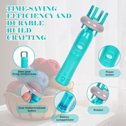 أداة تويستر ذات شراشيب من VIBERAY، أداة صنع شرابة محمولة بسلك إبرة للحرف اليدوية السريعة والديكور المنزلي، صناعة خيوط الغزل اليدوية للمبتدئين وعشاق الحياكة (أخضر) in Kuwait