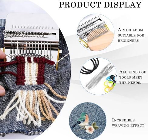 XQFERT 34PCS Newly Upgraded Knit Patch Kit, Crochet Kit for Beginners, Knit Patch Loom Kit for Holes Repair on Socks, Clothes & Trousers, Patchwork Weaving Tool Set for Quickly Sewing Repair in Kuwait