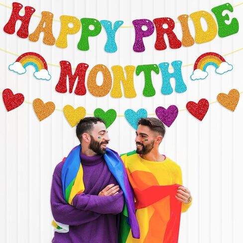 لافتة شهر فخر سعيد LGBTQ+ ديكور قوس قزح ديكور حفلات السلام الحب فخر الأمل التنوع المساواة تاريخ الكوير الاحتفال لوازم الحفلات in Kuwait