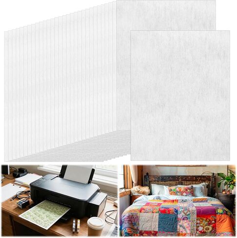 Chicplaid 30 Sheets Printable Fabric Sheets 8.5 x 11 Inches Quilt Label Fabrics Sheet Label Fusible Fabric Sheet for Inkjet Printer Patchwork Quilting Handcraft Fabrics Sewing Project in Kuwait