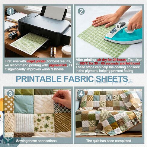Chicplaid 30 Sheets Printable Fabric Sheets 8.5 x 11 Inches Quilt Label Fabrics Sheet Label Fusible Fabric Sheet for Inkjet Printer Patchwork Quilting Handcraft Fabrics Sewing Project in Kuwait