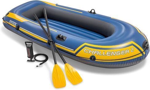 INTEX Challenger 2 Inflatable Boat Set: Includes Deluxe 48in Boat Oars and High-Output Pump in Kuwait