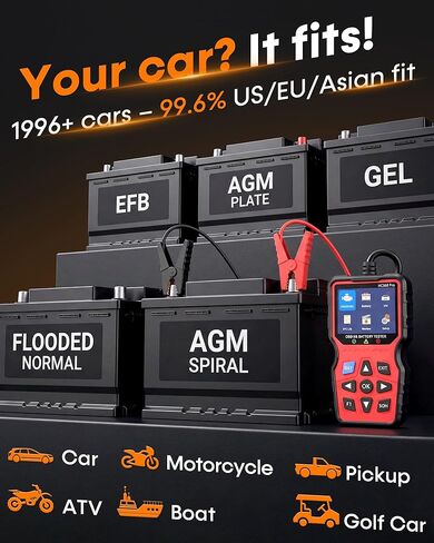 ماسح ضوئي OBD2 2 في 1 مع جهاز اختبار البطارية: 1S قراءة ومسح رموز المحرك + اختبار البطارية في 3 دقائق - أداة تشخيص السيارة بنفسك مع مضخمات تدوير باردة للسلامة قبل الرحلة على مركبات 1996+ in Kuwait