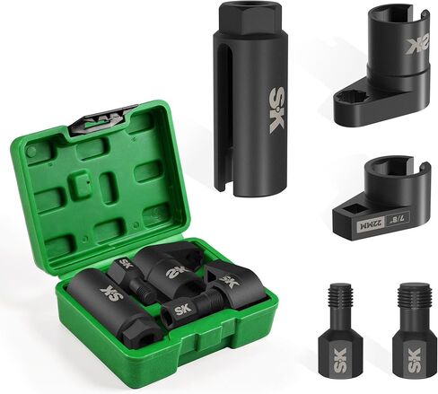SK 5-Piece O2 Sensor Socket Thread Chaser Set, Oxygen Sensor Wrench, 3/8" 1/2" Drive x 7/8" 22mm Offset Oxygen Sensor Removal Tool, Automotive Kit for Easy Removal, Installation & Repair in Kuwait