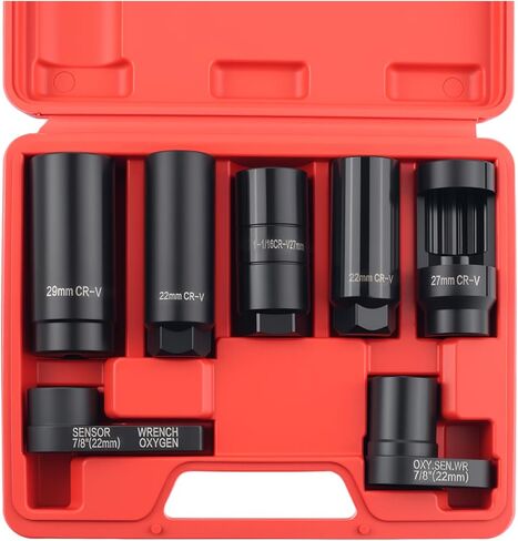 7PCS Sensor Socket Set,Heavy Duty Oil Pressure Sensor Socket 22mm 27mm 29mm,Side-Cut Access Automotive Tools for Removing & Install Sensors in Kuwait