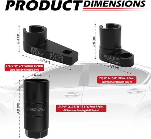 7PCS Sensor Socket Set,Heavy Duty Oil Pressure Sensor Socket 22mm 27mm 29mm,Side-Cut Access Automotive Tools for Removing & Install Sensors in Kuwait