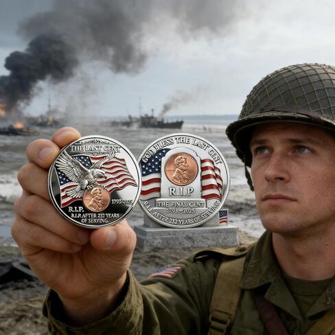 Collectible Medallion – The Final Cent 2025 Tribute Coin, 1793-2025 Last Penny Commemorative, 3D Engraved Uncirculated Challenge Coin for Collectors – Not Legal Tender (Smooth Edge) in Kuwait