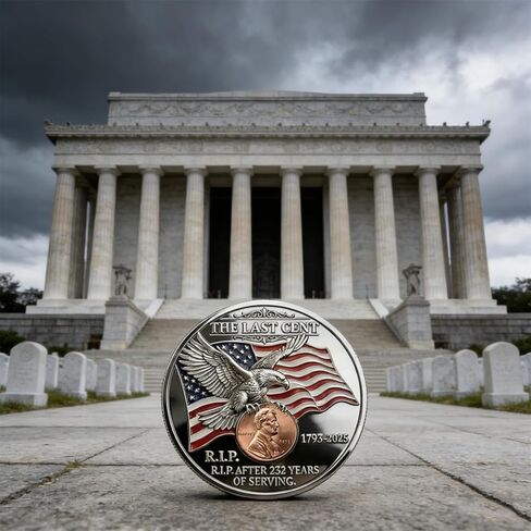 Collectible Medallion – The Final Cent 2025 Tribute Coin, 1793-2025 Last Penny Commemorative, 3D Engraved Uncirculated Challenge Coin for Collectors – Not Legal Tender (Smooth Edge) in Kuwait