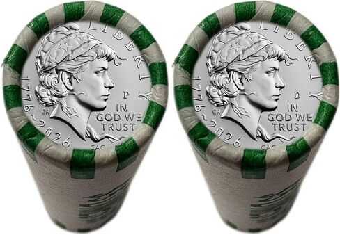 2026 Emerging Liberty DIMES 1776–2026 America 250 مجموعة لفات غير متداولة - كلا من P & D Mint (مجموعة من 2) in Kuwait