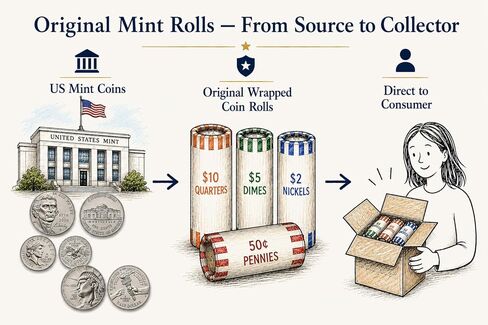 2026 Emerging Liberty DIMES 1776–2026 America 250 مجموعة لفات غير متداولة - كلا من P & D Mint (مجموعة من 2) in Kuwait