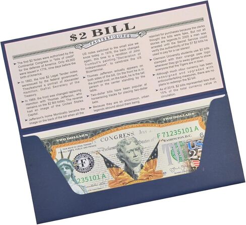 Declaration of Independence 250th Anniversary Collectible $2 Bill | Independence Day 2 Dollar Bill Uncirculated Commemorative Coin Collectibles in Kuwait