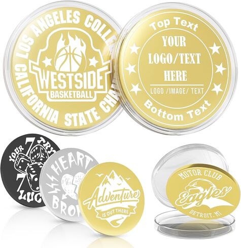 10-100 Personalized Metal Coin for 3 Colors, Custom Flip to Challenge Coin, Laser Engraving with Photo/Logo/Text, Memorial Gifts for Boyfriend, Girlfriend, Husband, Wife, Men, Women (Black) in Kuwait