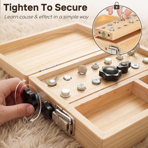 Lehoo Castle Montessori Screwdriver Board Set, Wooden Busy Board with Lock and Key, Kid Tool Set Montessori Toys for Toddlers 3-5, Preschool Learning Fine Motor Skills Toys Sensory Gift in Kuwait