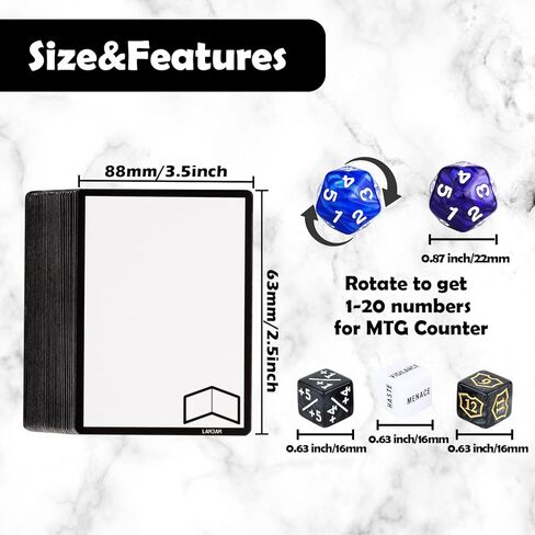 118 Pieces MTG Dice Counters Set with MTG Dry Erase Blank Cards Reusable Proxy Tokens Keyword Life Plus 1 Counter for Card Games Accessories in Kuwait