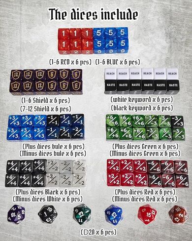 MTG Dice Set 157 Pieces - D20 Spindown Life Counter with 60 Tokens for Magic The Gathering, Commander EDH Loyalty Counters, +1/+1 Counters, TCG Accessories with Storage Bags in Kuwait