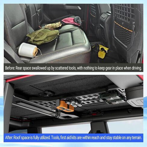 لوحة PTYYDS العلوية Molle متوافقة مع 2021-2025 Ford Bronco 4 أبواب سقف تعزيز شريط علوي بديل لرف التخزين العلوي لملحقات Ford Bronco 2021-2025 in Kuwait
