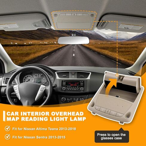 Car Interior Overhead Console Map Reading Light Lamp Without Sunroof,Fit for Nissan Altima Teana 2013-2018,Fit for Nissan Sentra 2013-2015 Replace Dome Light Reading Ceiling Lamp,Replace 26430C990D in Kuwait