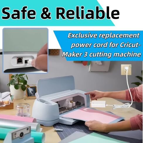 White Power Cord for Cricut Maker 3 Cutting Machine 24VDC Power Replacement Cord Compatible with Cricut Maker 3 Power Adapter & Cord in Kuwait