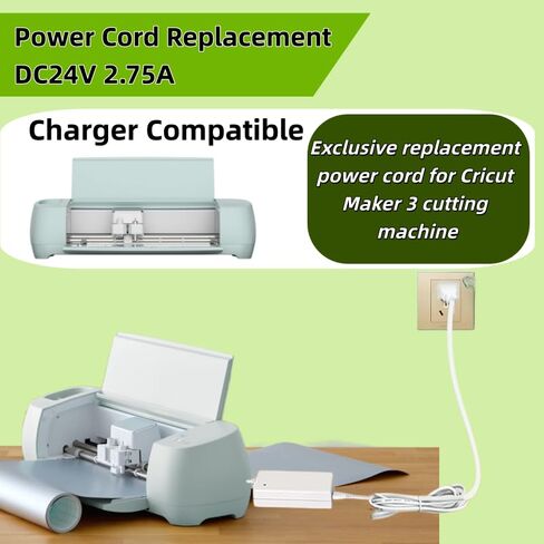 White Power Cord for Cricut Maker 3 Cutting Machine 24VDC Power Replacement Cord Compatible with Cricut Maker 3 Power Adapter & Cord in Kuwait