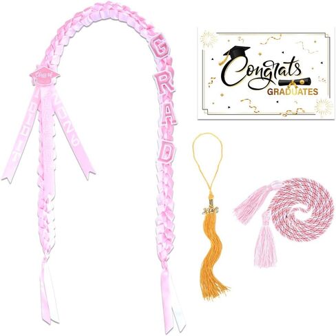 2026 Black Red Graduation Leis Honor Cords with Tassel and Cards, Class of 2026 Grad Embroidery Patches Party Supplies for High School College Graduation in Kuwait