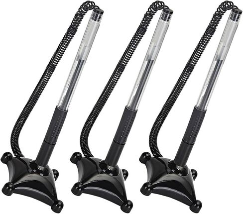 3pcs Black 0.5mm Office Sign Pens with Pen Chain Desk Fixed Counter Ballpoint for Bank and Reception Signature and Writing Tasks in Kuwait