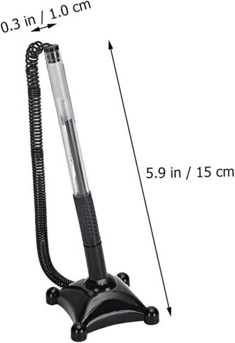 3pcs Black 0.5mm Office Sign Pens with Pen Chain Desk Fixed Counter Ballpoint for Bank and Reception Signature and Writing Tasks in Kuwait