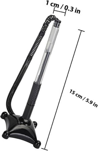 3pcs Black 0.5mm Office Sign Pens with Pen Chain Desk Fixed Counter Ballpoint for Bank and Reception Signature and Writing Tasks in Kuwait