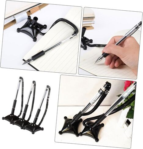 3pcs Black 0.5mm Office Sign Pens with Pen Chain Desk Fixed Counter Ballpoint for Bank and Reception Signature and Writing Tasks in Kuwait