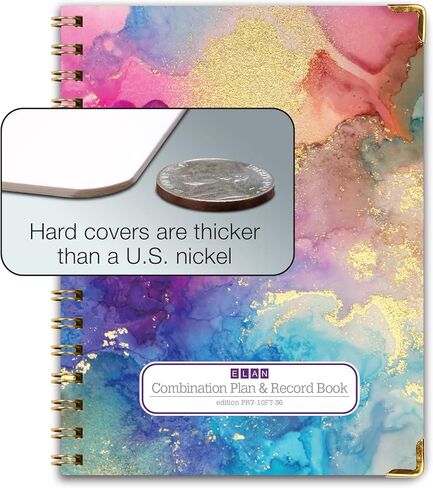 Elan Publishing Company HARDCOVER Combination Plan and Record Book: One efficient 8.5" x 11" Book for Lesson Plans and Grades Combines W101 and R1010 with Bonus Clip-in Bookmark (Rainbow Gold Marble) in Kuwait