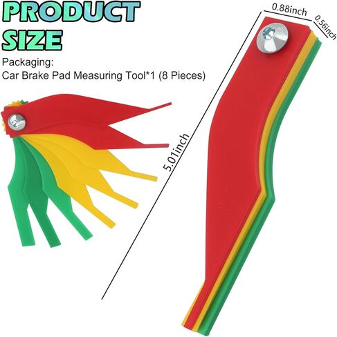 8PCS Car Brake Pad Measuring Tool,Metric/SAE Car Brake Measuring Tool with Color-Coded Design for Quick Measurement of Thickness,Plastics Cars Brakes Gauge Tools for Drum/Disc Brakes in Kuwait