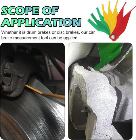 8PCS Car Brake Pad Measuring Tool,Metric/SAE Car Brake Measuring Tool with Color-Coded Design for Quick Measurement of Thickness,Plastics Cars Brakes Gauge Tools for Drum/Disc Brakes in Kuwait