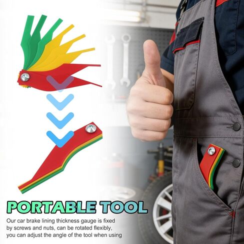 8PCS Car Brake Pad Measuring Tool,Metric/SAE Car Brake Measuring Tool with Color-Coded Design for Quick Measurement of Thickness,Plastics Cars Brakes Gauge Tools for Drum/Disc Brakes in Kuwait