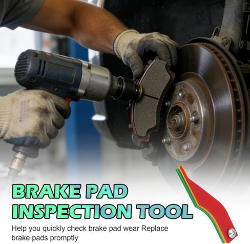 8PCS Car Brake Pad Measuring Tool,Metric/SAE Car Brake Measuring Tool with Color-Coded Design for Quick Measurement of Thickness,Plastics Cars Brakes Gauge Tools for Drum/Disc Brakes in Kuwait