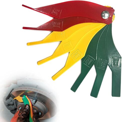 Brake Lining Thickness Gauge, Brake Pad Measuring Ruler Tool, Color Coded Brake Pad Gauge with Metric & SAE Size, Brake Resetting Gauge Tool for Quickly Measuring Disc and Drum in Kuwait