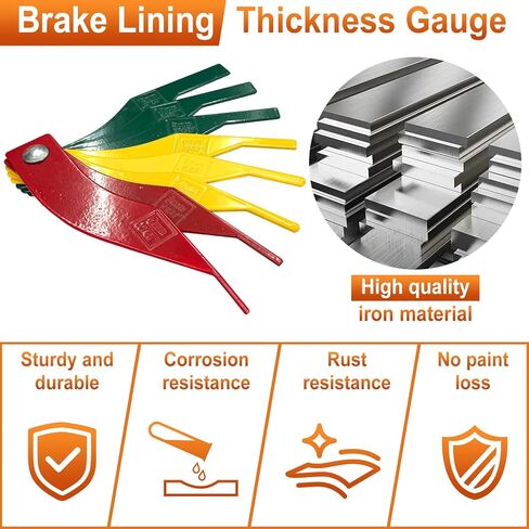 Brake Lining Thickness Gauge, Brake Pad Measuring Ruler Tool, Color Coded Brake Pad Gauge with Metric & SAE Size, Brake Resetting Gauge Tool for Quickly Measuring Disc and Drum in Kuwait