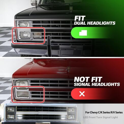 OEM Front Turn Signal Lights for 85-86 Chevy C/K Series & 87-88 R/V Series &K5 Blazer&Jimmy Amber Bumper Signal & White Parking Light Corner Marker OEM# 918046 GM2521110 Smoked Lens With Led Bulbs in Kuwait