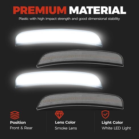 HECASA 4 قطع مصابيح LED للعلامات الجانبية متوافقة مع 2015-2023 كرايسلر 300 مصابيح وقوف السيارات الأمامية والخلفية مصابيح دخان عدسة بيضاء LED لاستبدال CH2551136 CH2550136 in Kuwait