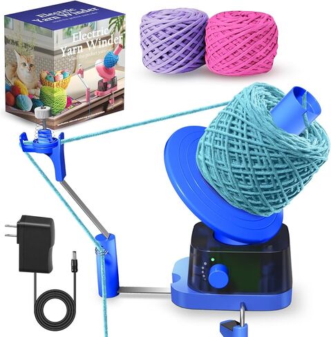 Yarn Winder, Electric Yarn Ball Winder for Crocheting, Efficiently Cake with Strong Tension Adjustable Speed Up to 13 oz, Automatic Spinner Wool for Knitting Enthusiast (Blue) in Kuwait